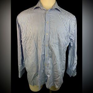 Joseph Abboud Classic Fit Blue and White Striped Dress Shirt Men’s 18-34/35